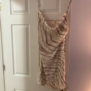 Brown and Cream Striped Slip Dress